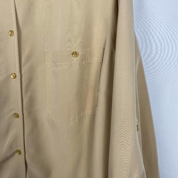 First Issue Women's Size 2‎ Tan Button Down Shirt - Picture 2 of 10